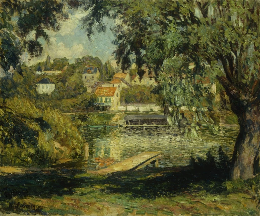 Villaggio in riva al fiume, 1900